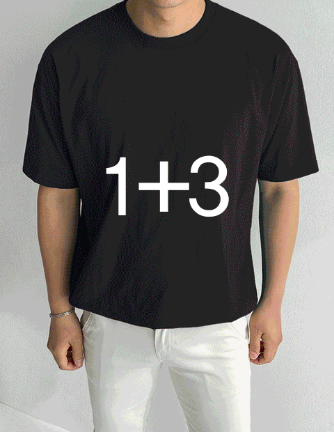1+3 스탠다드 라운드넥 무지 반팔 티셔츠 (23color)